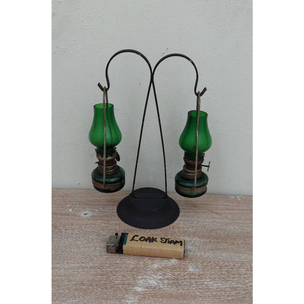 pajangan miniatur lampu teplok gantung semprong hijau TANPA TOPI