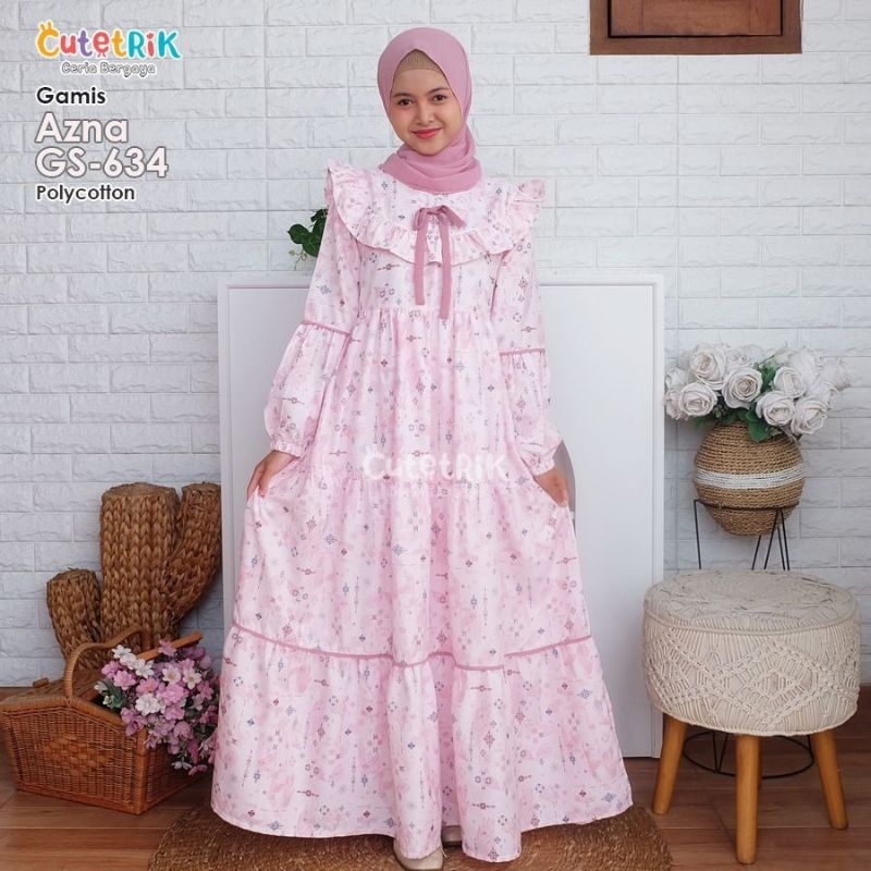 Gamis cutetrik Azna daily/gamis anak remaja katun/Dress anak remaja
