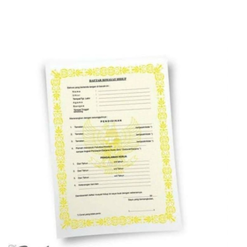 

(5 pcs)Blanko riwayat hidup/blanko lamaran kerja/DRH/SLK/surat lamaran kerja/daptar riwayat hidup