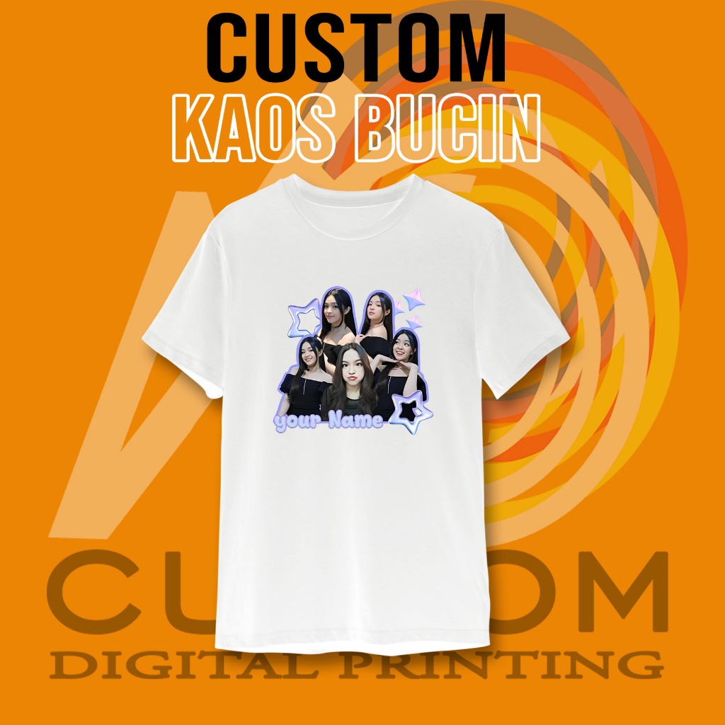 ANTCUSTOM Kaos Sablon Custom Foto Bucin  Wanita Baju Couple Pasangan Pria Wanita BISA LIMA FOTO KAOS