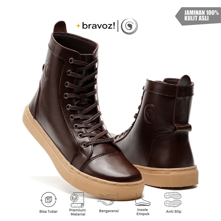 Greata - Khafra Brown (KULIT ASLI) Sepatu Boots Sneaker Casual Pria / Sepatu Boots Kulit Asli