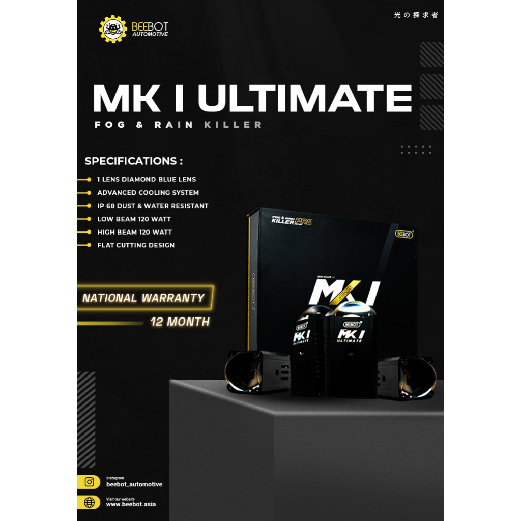 BEEBOT MINI PROJETOR / LAMPU TEMBAK - MK1 ULTIMATE 1 MATA 120WATT