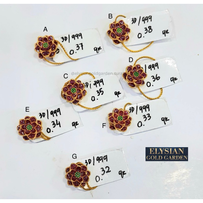 Charm Emas Bunga Teratai Gelang Tali