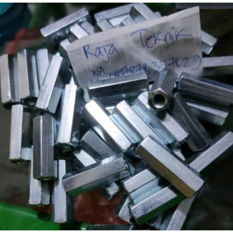 long nut M8 x 25 kunci 10 galvanis drat pitch 1.25 drat kasar lebih tipis dari standarnya / mur panj