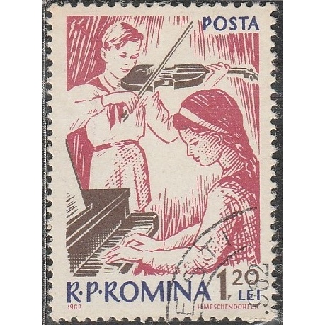 

A 11218 SATU BUAH PRANGKO ROMANIA NOMINAL 1.20 LEI TEMA ANAK BERMIAN BIOLA DAN PIANO DENGAN KONDISI SUDAH ADA CAP