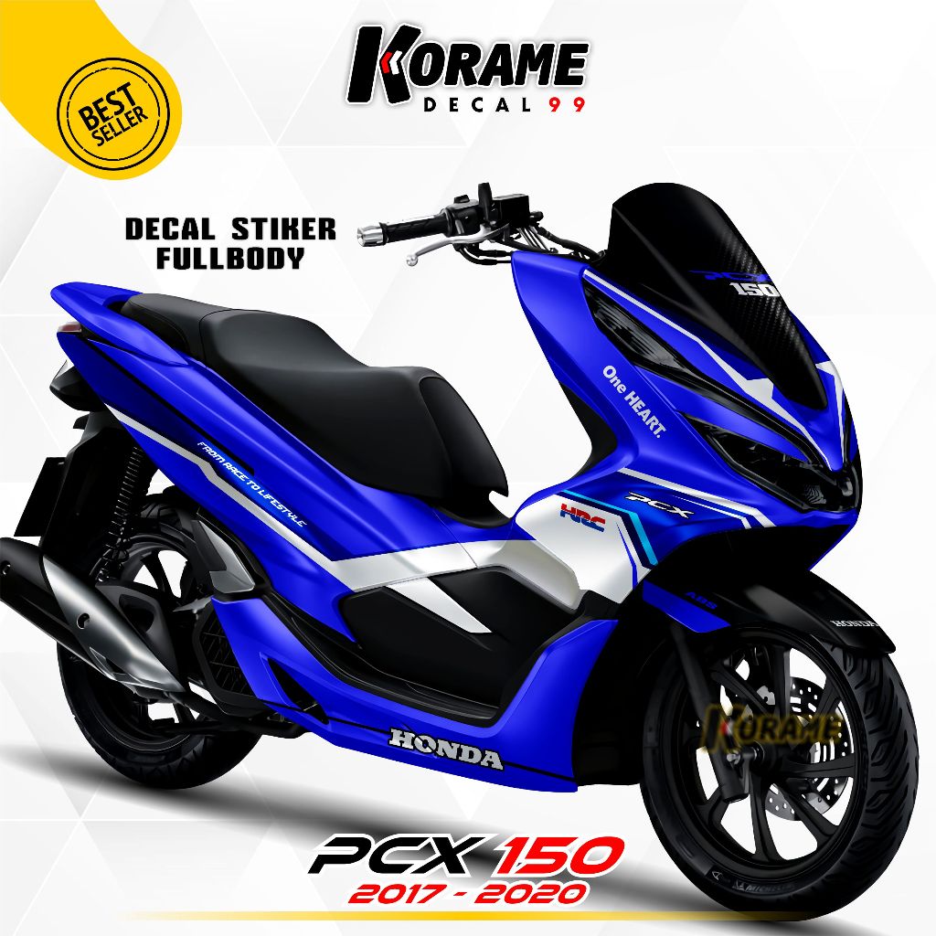 Decal Sticker PCX 150 - Motif HRC Biru Edition Full body