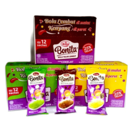 

Roma Bonita Bolu Telur 1 Box isi 12 Pcs Cokelat Keju Susu Kelapa Pandan/Mix 3 Rasa