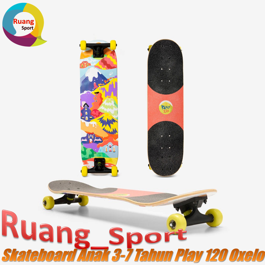 Oxelo Skateboard Anak Play 120 Happy Mountains Usia 3-7 Tahun Papan Skate Fullset Original