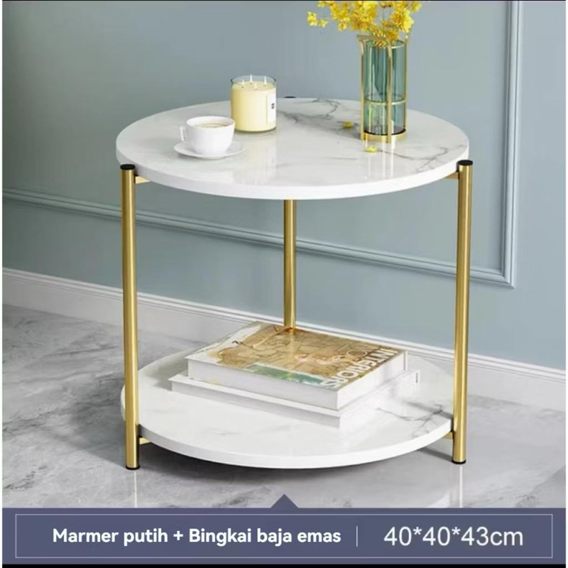 MEJA BULAT MARBLE GOLD