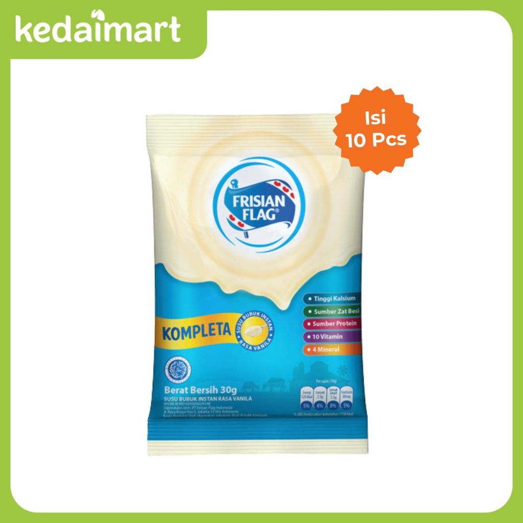 

Frisian Flag Susu Bubuk Instant Kompleta Vanilla Renceng Isi 10 X 30 Gram