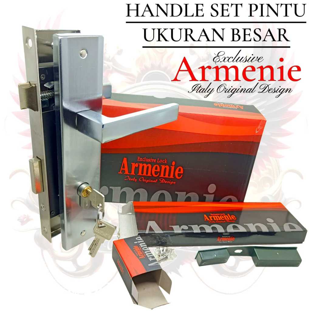 ORI100% kunci pintu besar 25cm ARMENIE gagang kotak chrome handle pintu 1 set kunci set komplit 1set
