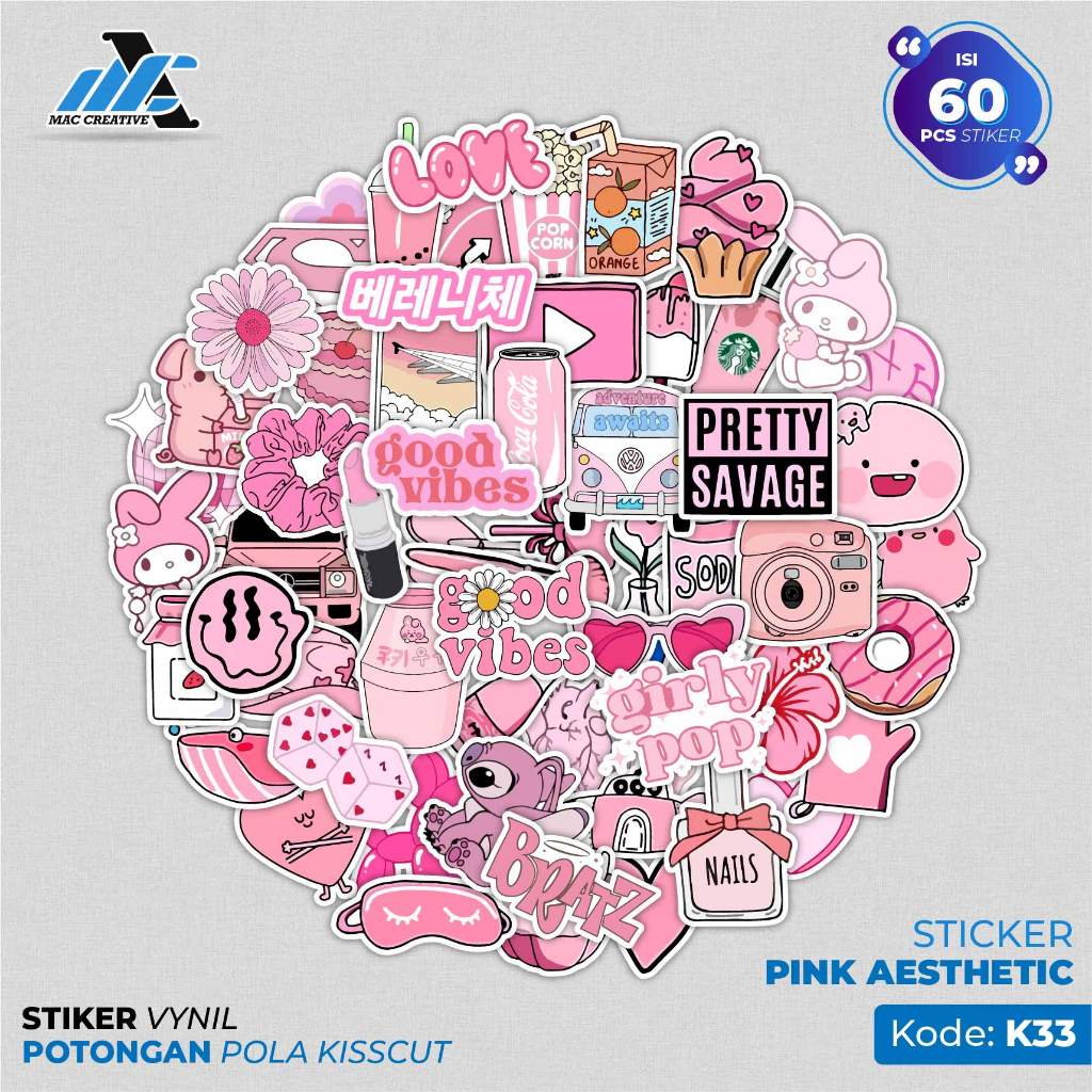 

Stiker Pink Girly Aesthetic Vinyl Waterproof - Sticker Pack Aksesori Tumbler Helm Buku Jurnal - K33