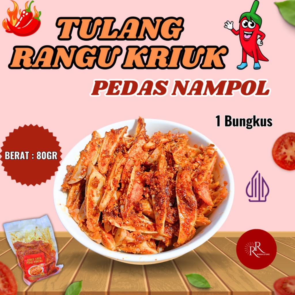 ⁠Kriuk Nampol Tulang Rangu Pedas 80gr Geprek Chilli Oil Food Makanan Sambal Instan Ayam Asin Frozen 