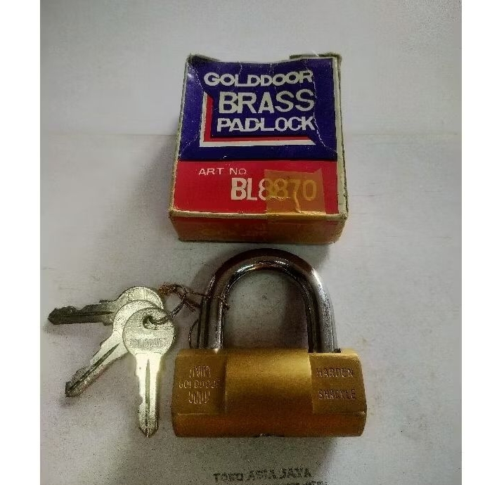 Gembok bulat kuningan 70mm / Brass padlock merk Golddoor atau Vyba