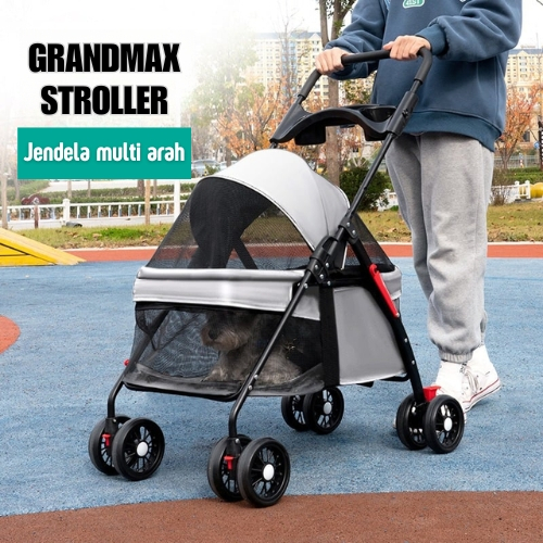 Grandmax Pet Stroller - Folded trolley dog stroller troley lipat - pet stroller anjing - keranjang d