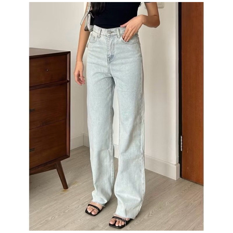 BOMI JEANS – OUDRE | Celana Panjang Jeans Wanita | Highwaist Straight Jeans | HW Jeans