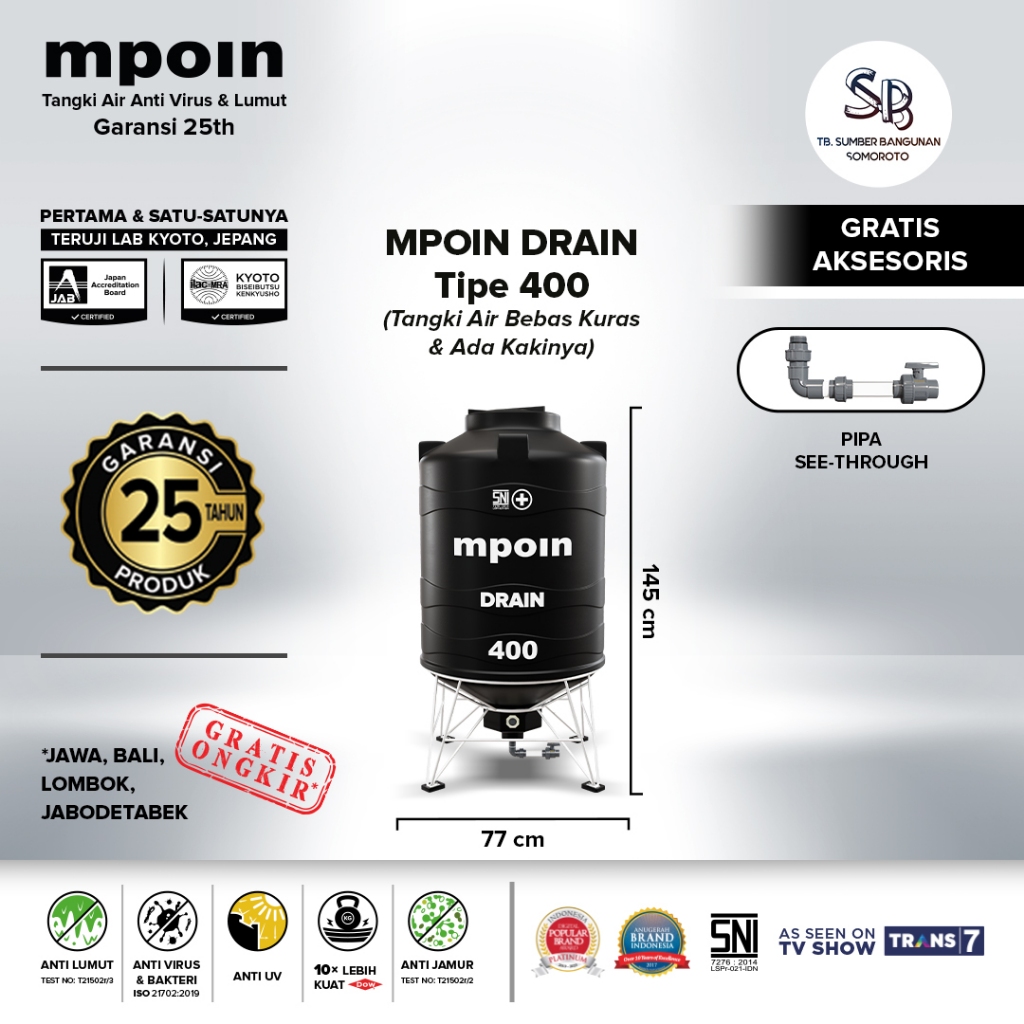 TANDON MPOIN D400 350 LITER DRAIN/PENYANGGA