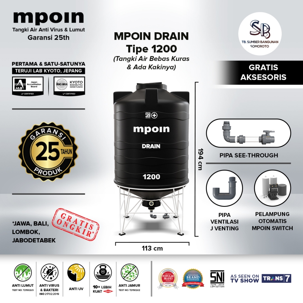 TANDON MPOIN D1200 1100 LITER DRAIN/PENYANGGA