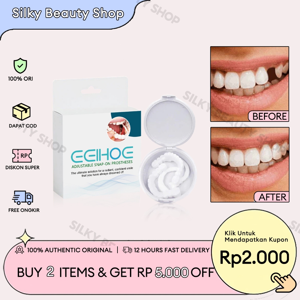 EELHOE Gigi Palsu Snap-On Yang Dapat Disesuaikan Authentic Perawatan Kesehatan Gigi Palsu Renggang S