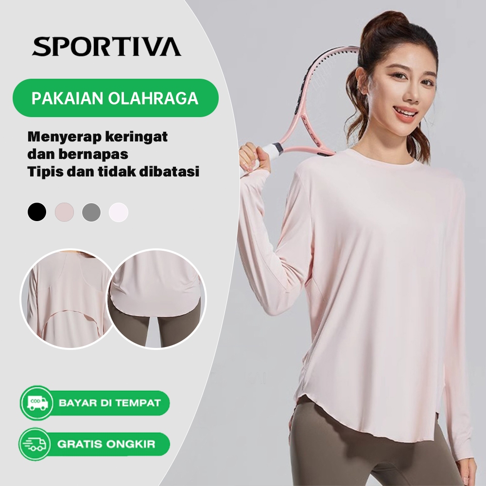 Lengan Panjang Wanita Olahraga Gym Fitnes Baju olahraga wanita Kaos Lengan Panjang