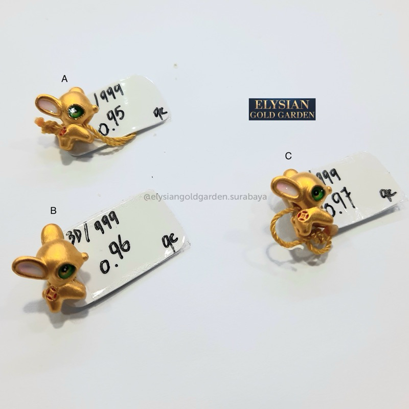 Charm Emas Kelinci Gelang Tali