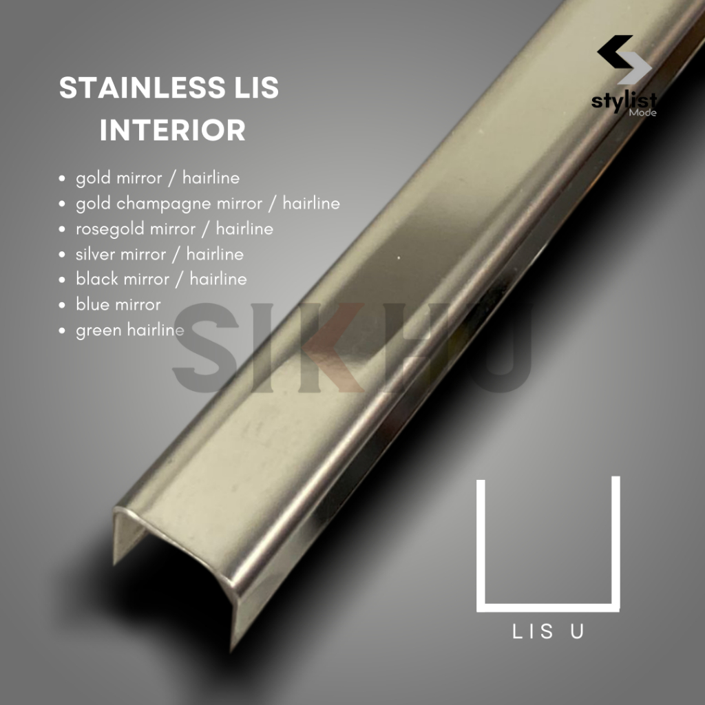 Stainless Lis Interior | Lis U SILVER 20 x 15 x 20mm Vcut