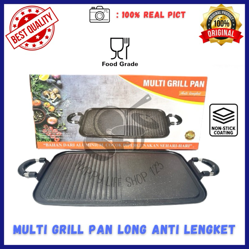 Multi Grill Pan Long/Panggangan Multi Grill Pan Anti Lengket/ Panggangan Serbaguna