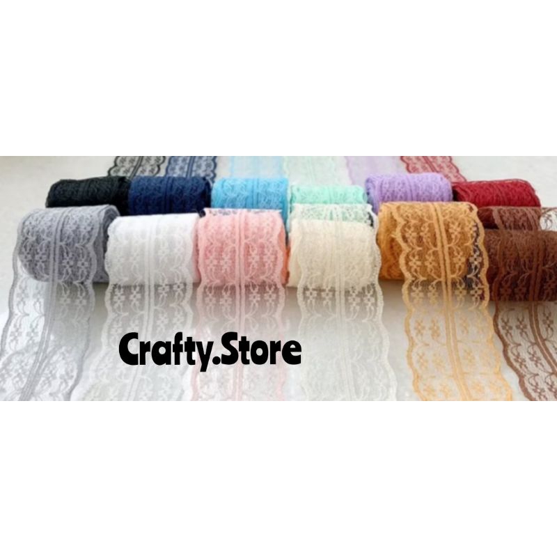 

Pita Kado Motif Renda - Ribbon Gift Korean Lace 50 mm - Pita Renda ±5 cm