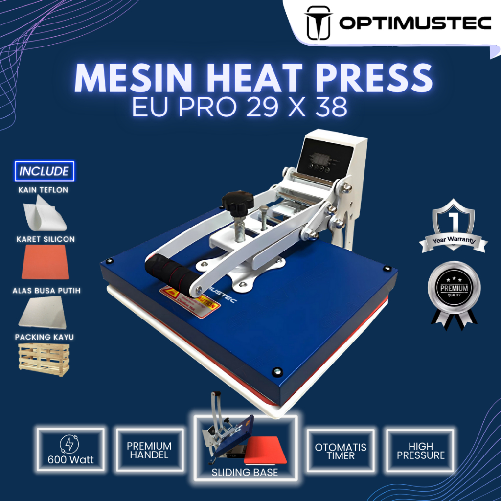 OPTIMUSTEC Mesin Press Sablon Kaos EU Pro 29X38 600 Watt