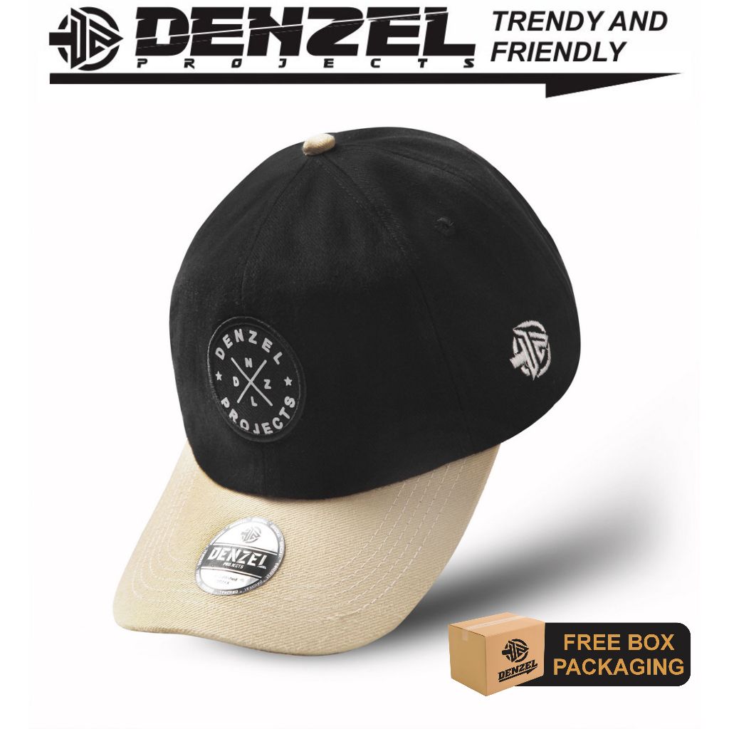 DENZEL DZ 180 Topi Pria Hitam Cream - Topi Baseball - Topi Trucker -Topi Distro - Topi denzel Origin