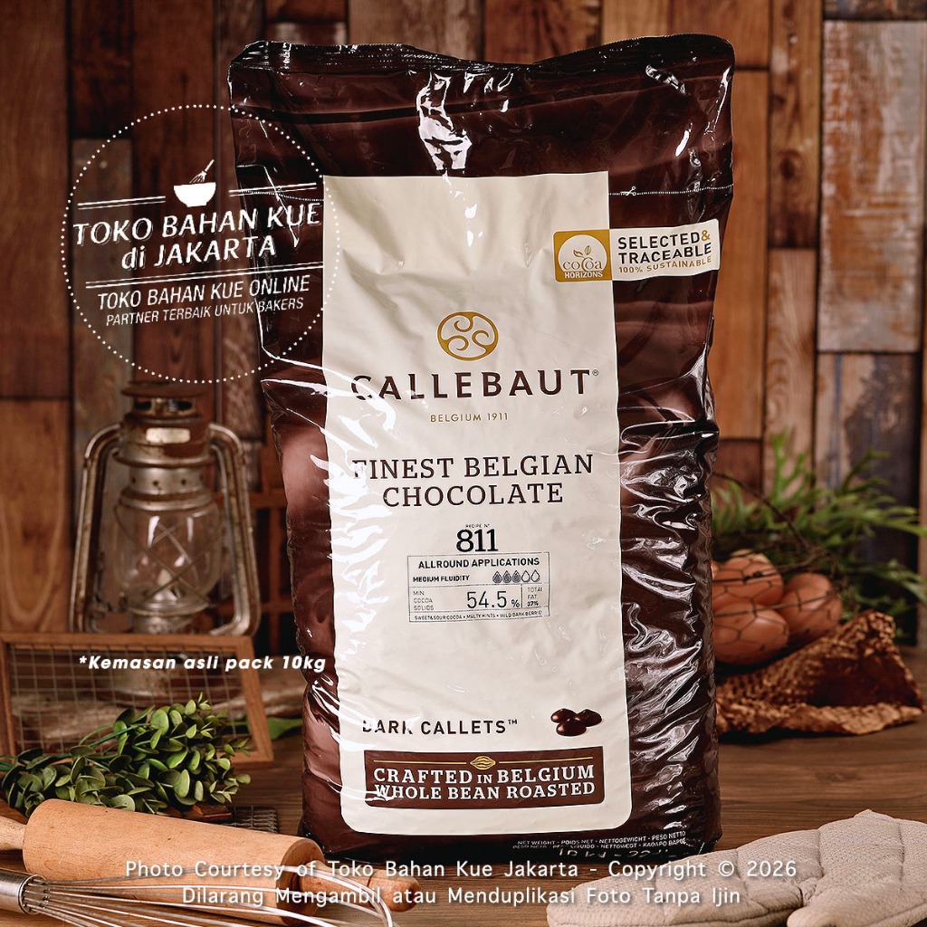 

Callebaut 811 NV 54,5% 10kg ASLI Dark Chocolate Couverture Cokelat Dark 811NV Finest Belgian Coklat Baking Coin