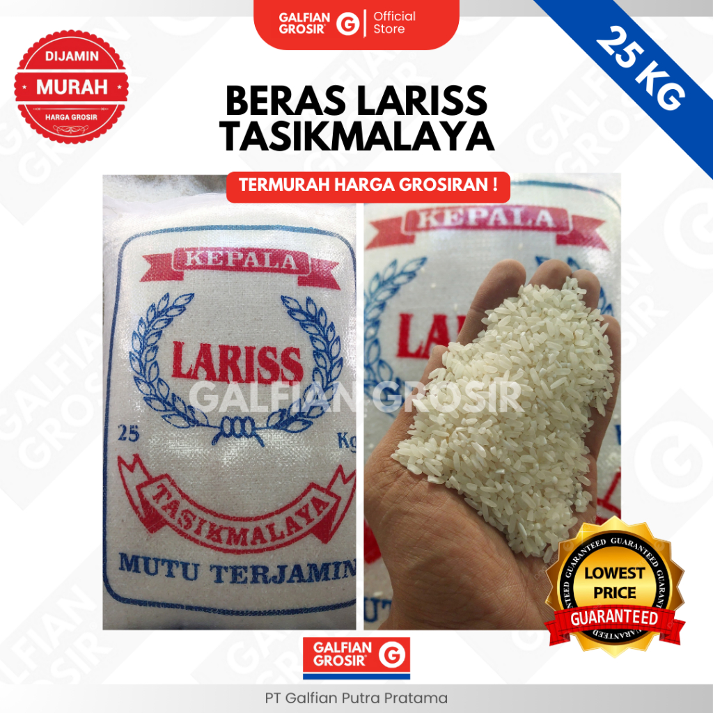 

BERAS KEPALA LARISS TASIKMALAYA 1 KARUNG ISI 25 KG