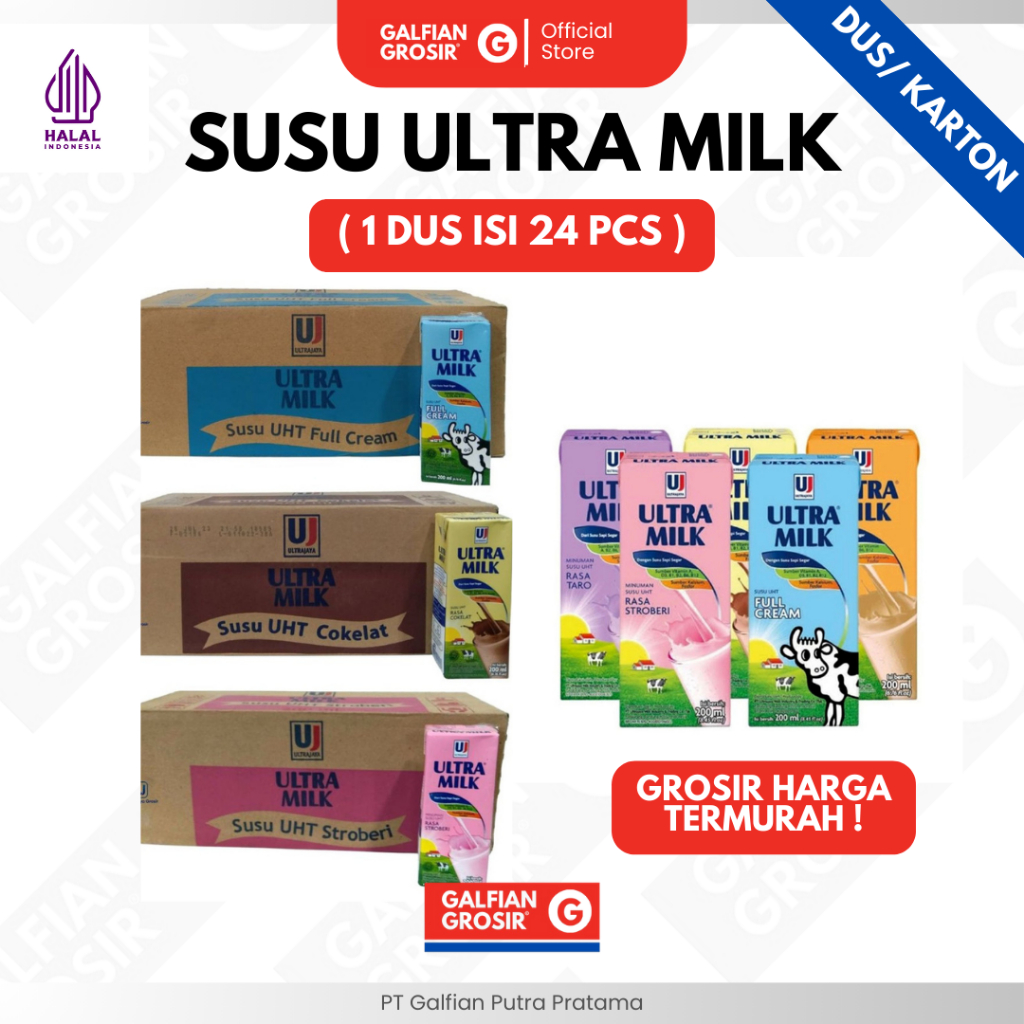 ( TERMURAH ) SUSU ULTRA MILK 1 DUS ISI 24 PCS 200 ML