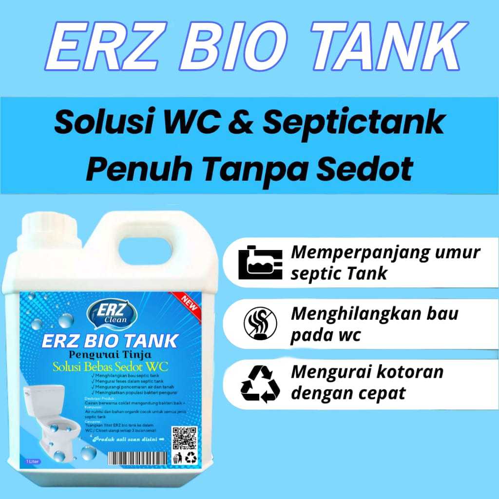 ERZ CLEAN Bio Tank 1 Liter Solusi Septictank WC Penuh Tanpa Sedot Pengurai Bakteri Penghilang Bau WC