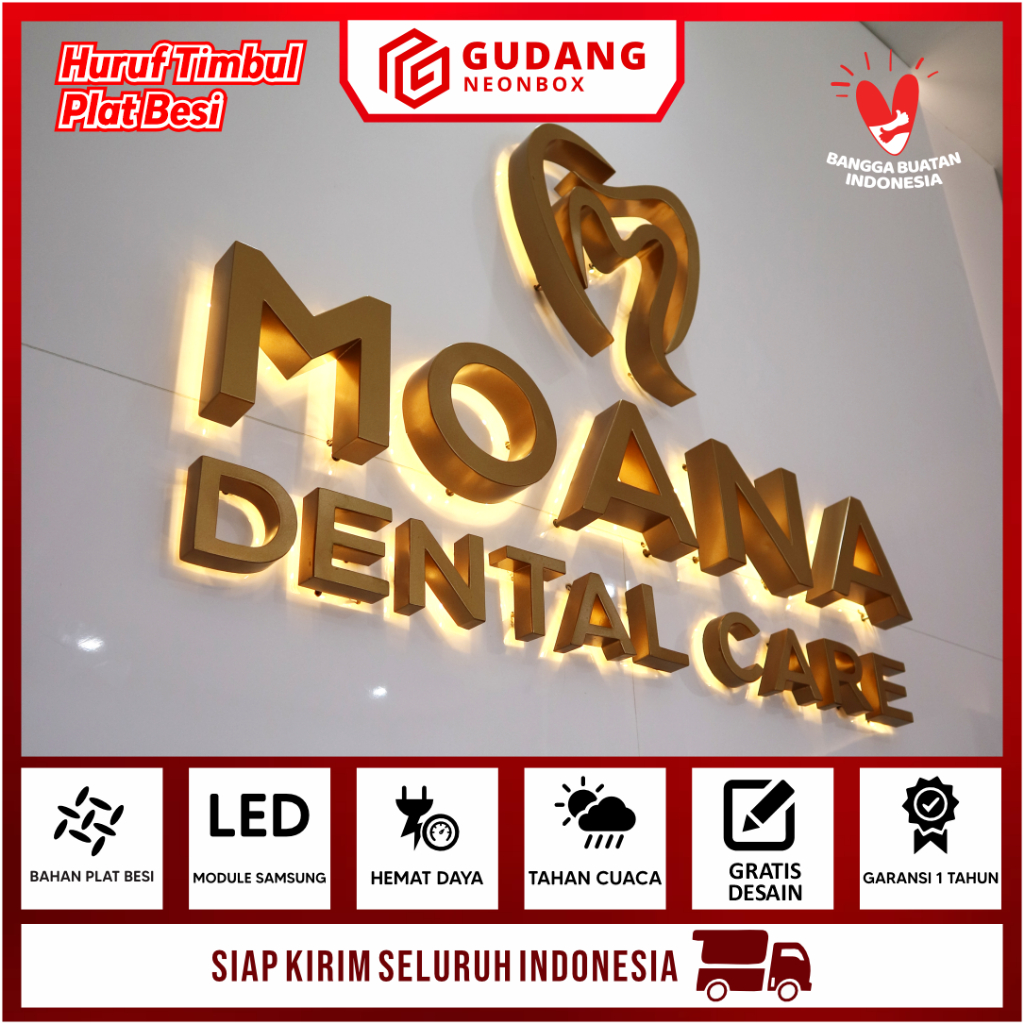 Huruf Timbul Neonbox LED Indoor Dalam Ruangan / DI Luar Outdoor Custom Logo Bentuk Tulisan Bebas Gam