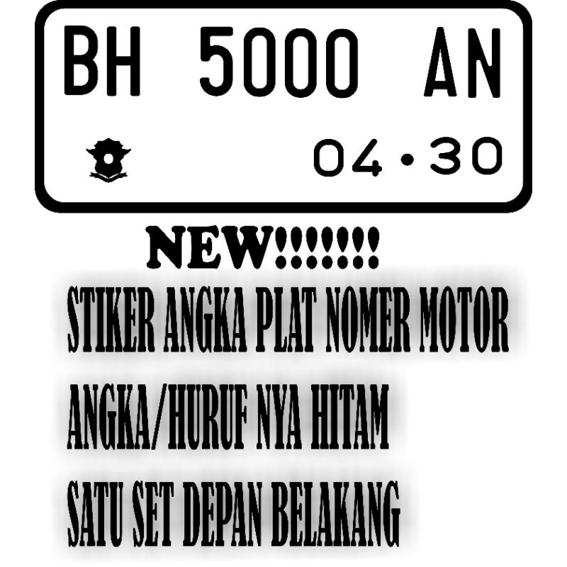 stiker huruf plat nomor motor