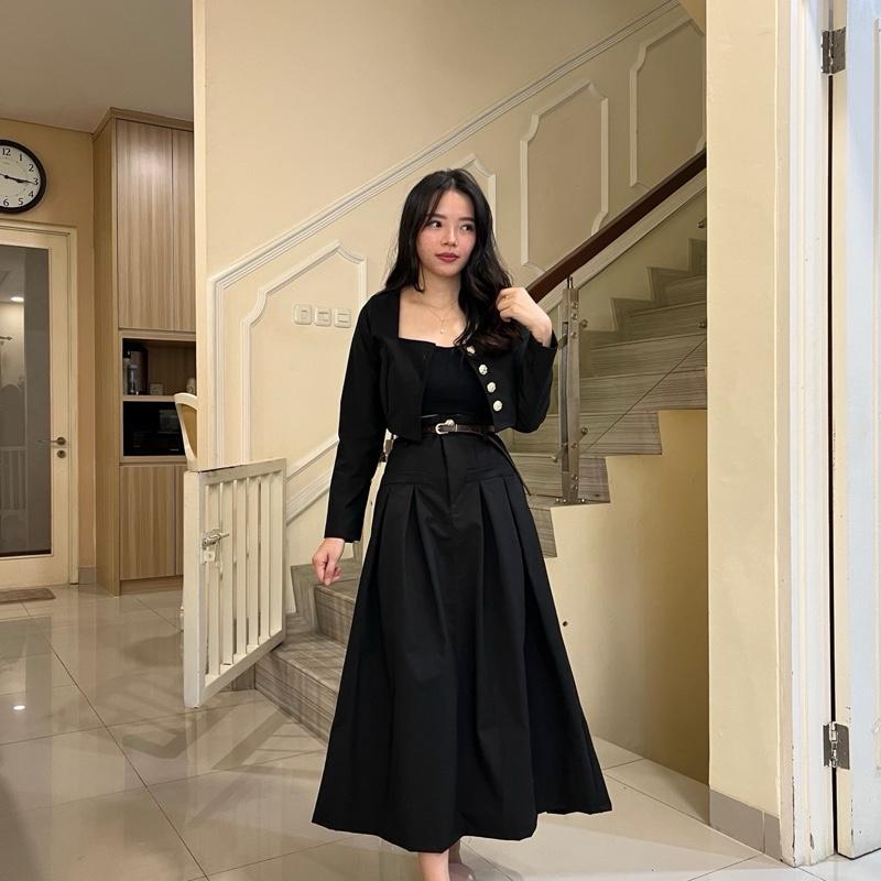 LOVIND Freya Setelan Blazer + rok midi wanita ( set blazer rok pendek )
