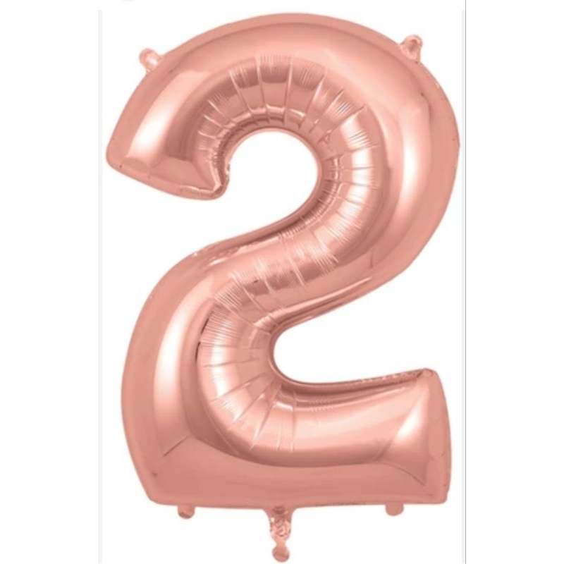 BALON FOIL ANGKA 2 JUMBO UK 80CM ROSE GOLD