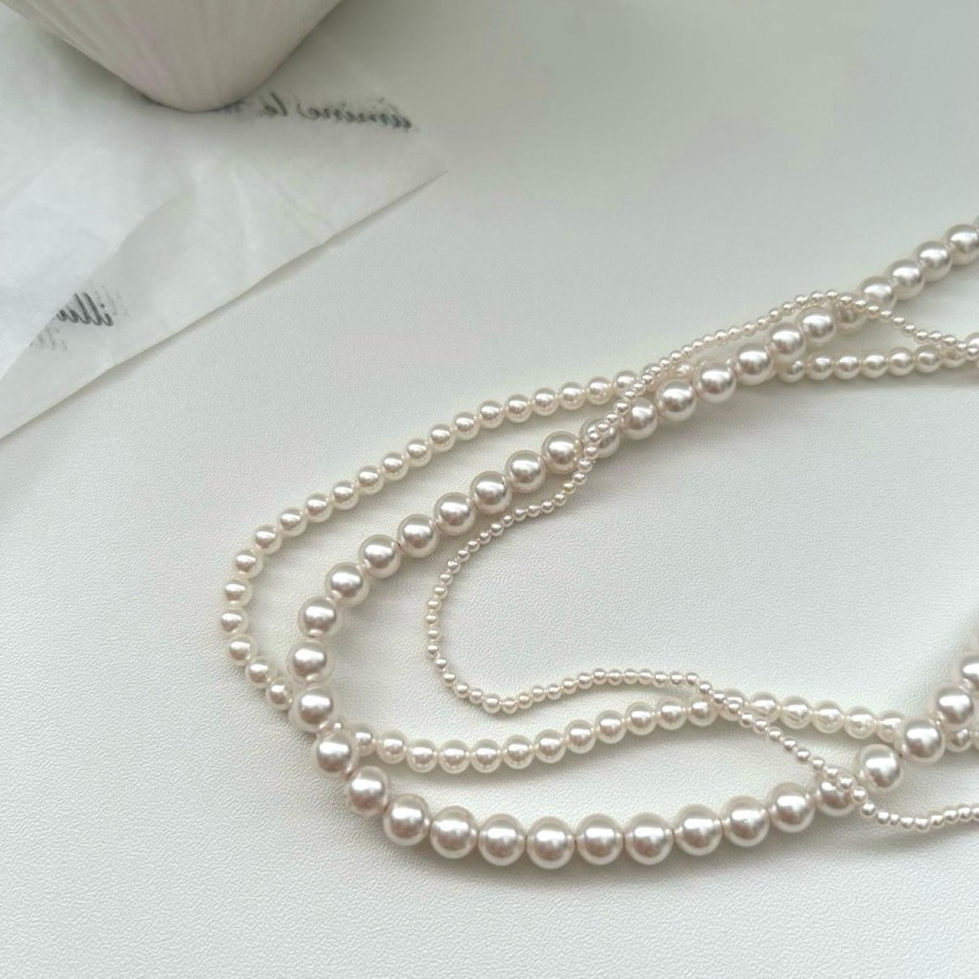 Lumilemonde - Classic Swarovski Pearl Necklace (2mm, 4mm) - 925