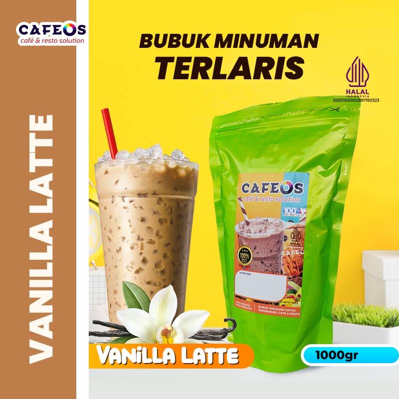 

CAFEOS Bubuk Minuman Kopi Kekinian Aneka Rasa Vanilla Latte 3IN1 Kemasan 1 KG Gratis Ongkir + Resep