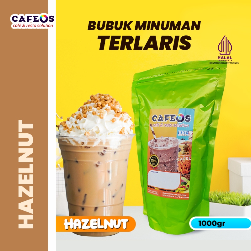 

CAFEOS Bubuk Minuman Kopi Rasa Hazelnut 3IN1 Kemasan 1 KG Gratis Resep