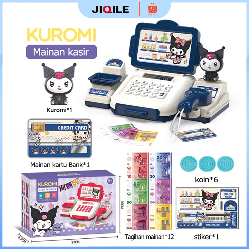 JIQILE Mesin Kasir Mainan Simulasi supermarket Mesin Kasir Belanja Mainan Cashier Machine Toys Maina