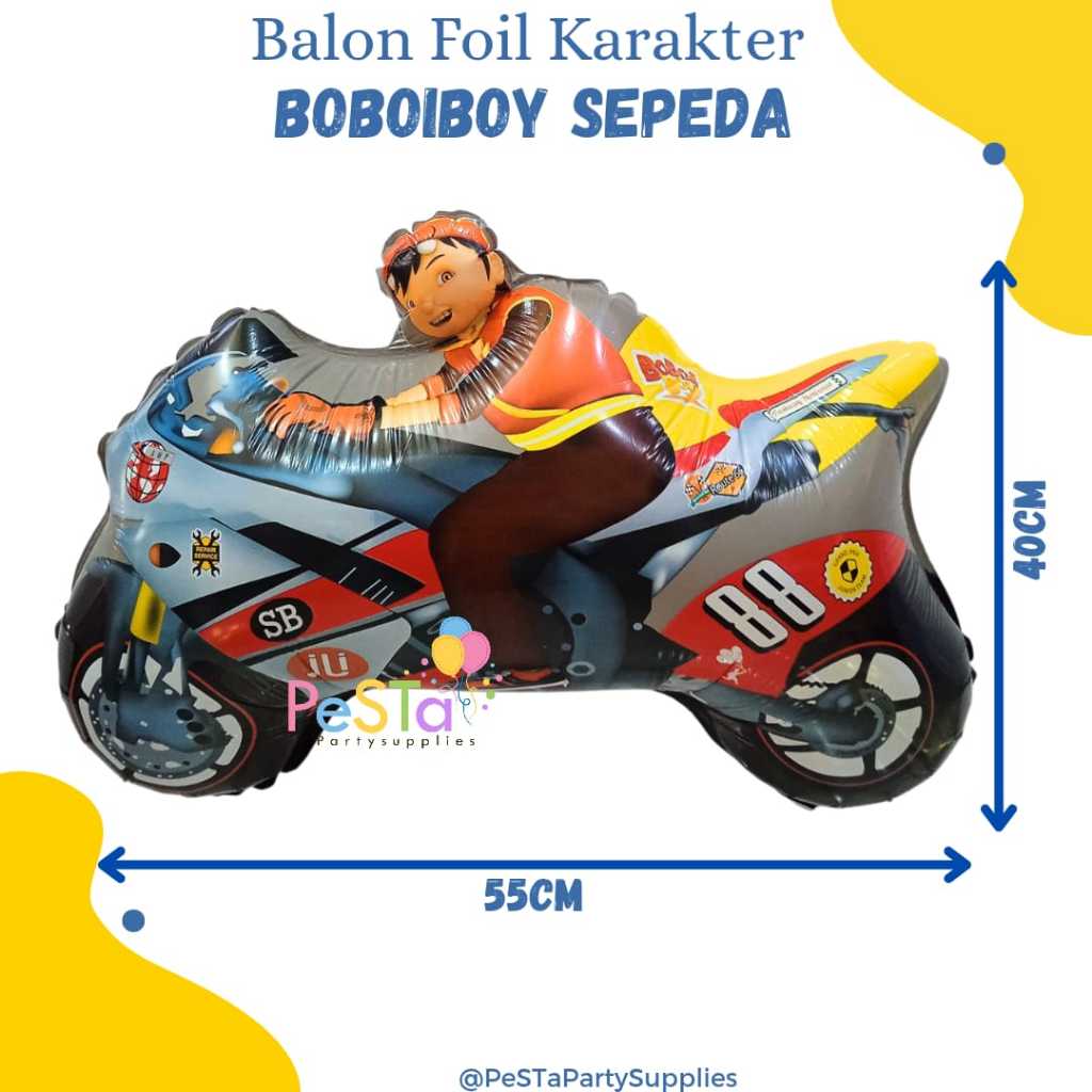 Balon Foil Karakter Boboiboy Sepeda/Balon Foil Karakter Tayo Sepeda/Balon Foil Sepeda/Balon Foil Mot