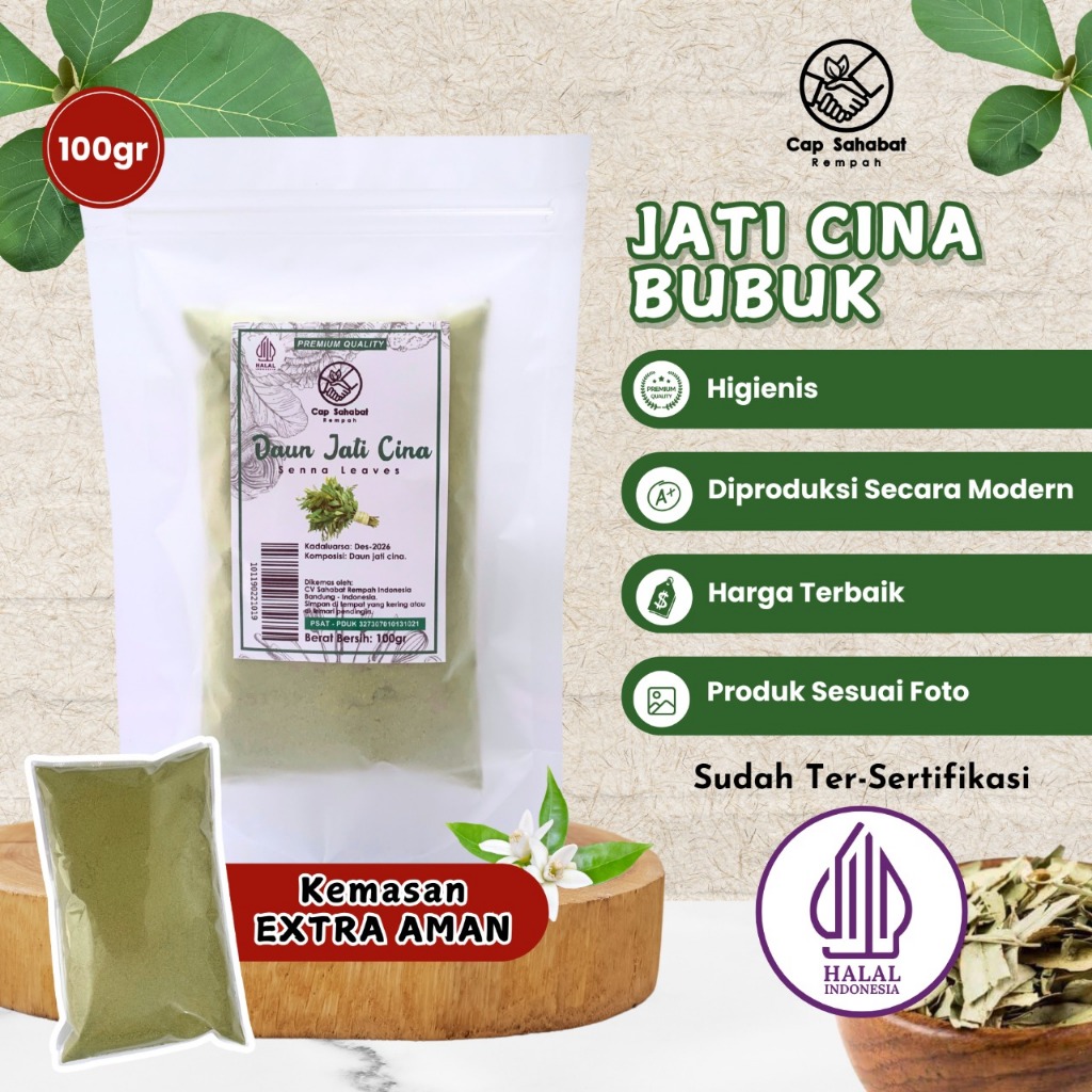 

100gr Daun Jati Cina Bubuk / Ground Senna Leaf / Rempah / JSR 100% Premium Quality Cap Sahabat