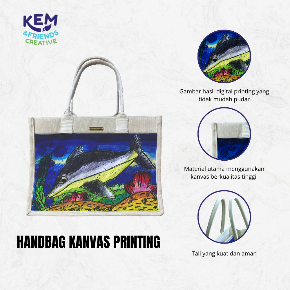 HANDBAG KANVAS LUKIS PRINTING BISA CUSTOM / TAS JINJING KANVAS PREMIUM