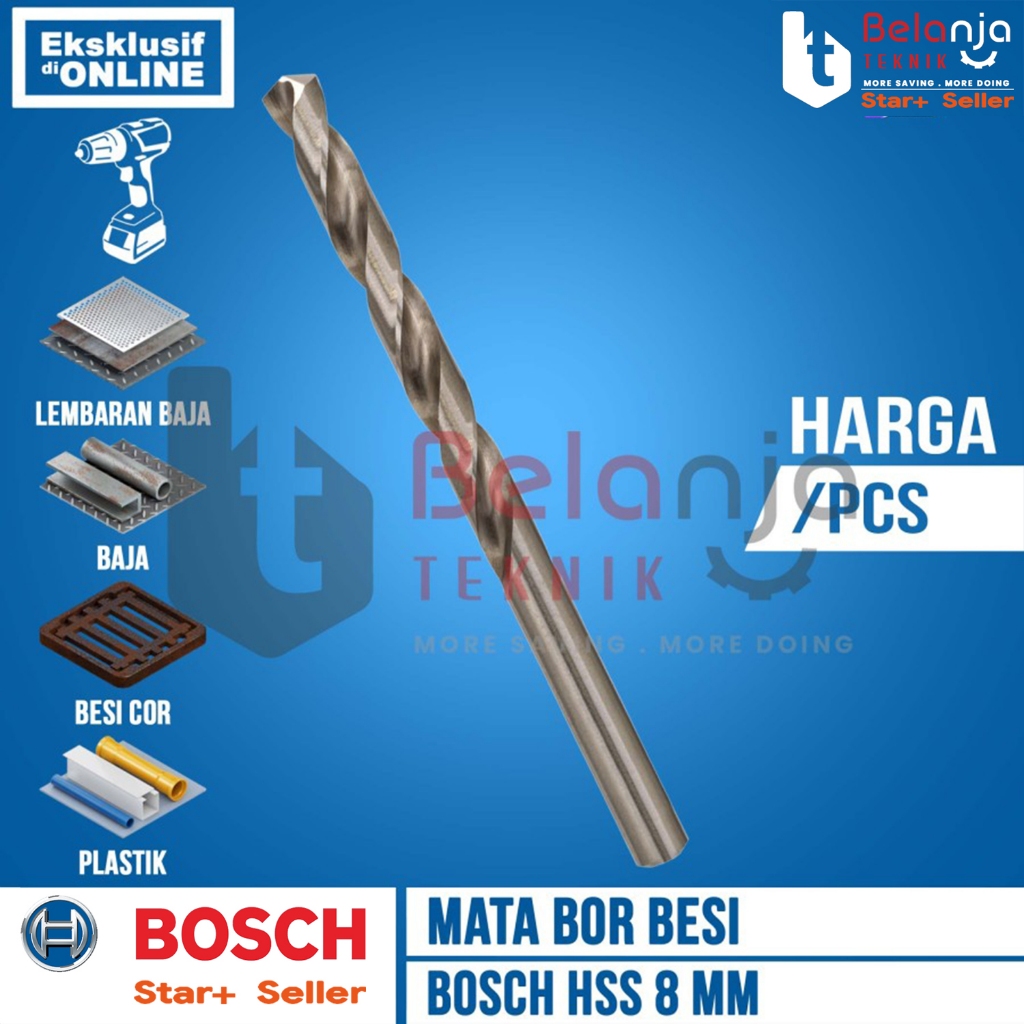 Bosch Mata Bor Besi 8mm HSS-G HSS G 8 mm Metal Drill Bits Bosch