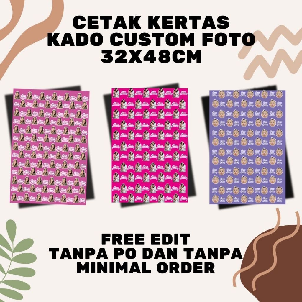 

CETAK KERTAS KADO CUSTOM FOTO DAN NAMA WRAPPING PAPER CUSTOM MURAH