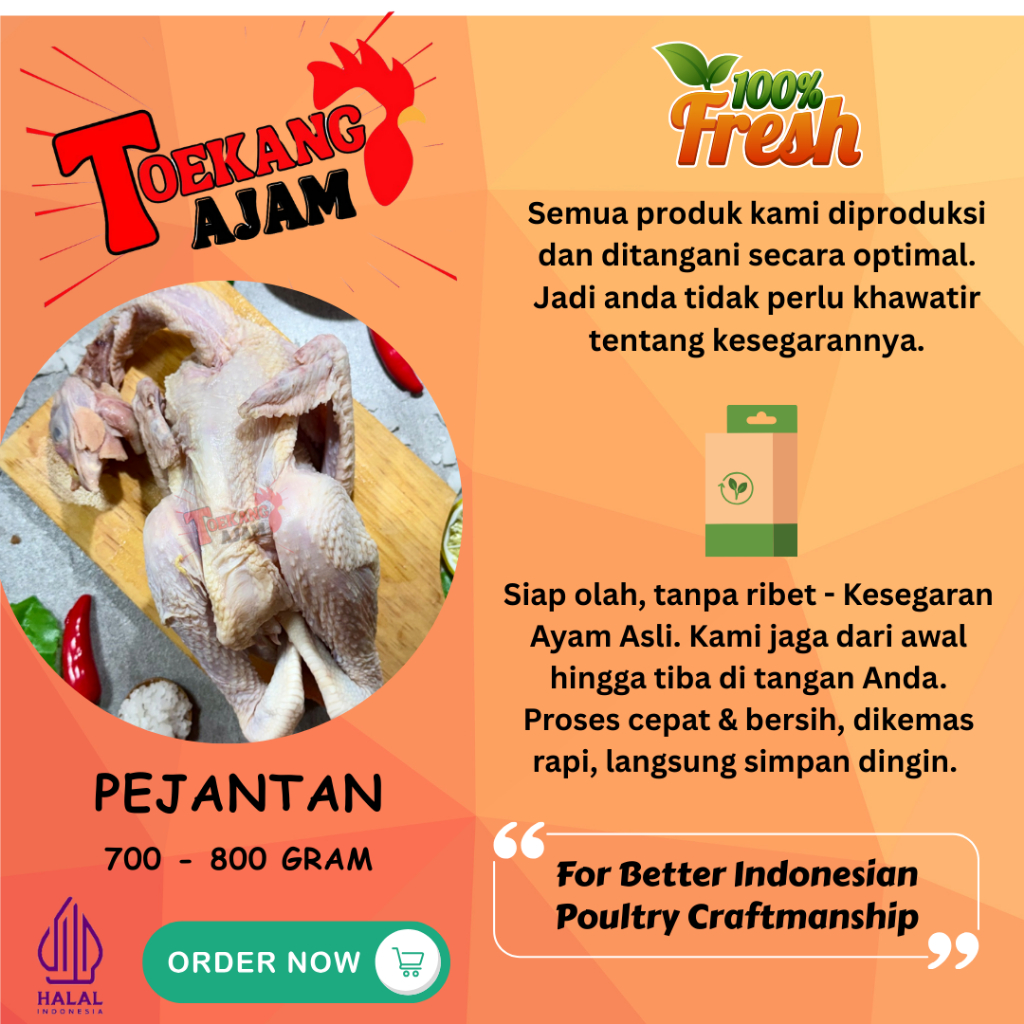 

RB Ekoran Ayam Pejantan 0.6 - 0.8 Kg, Pejantan 600 - 800 Gram (Tulis Di Note Potong Berapa)