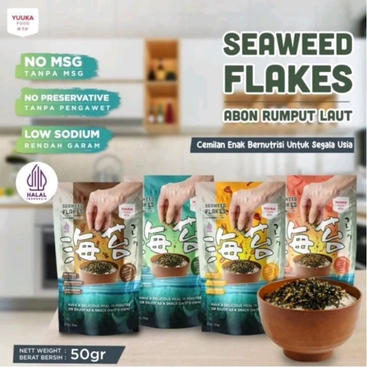 

Yuuka Food ABON RUMPUT LAUT - MPASI 50 g CHICKEN - ORIGINAL - BBQ / Seaweed Flakes - NO MSG - HALAL