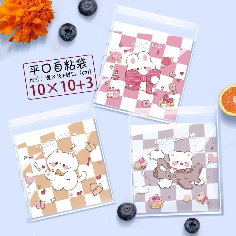 

100pcs plastik kemasan cookies,candy dengan motiv yg lucu plastik packing yang imut